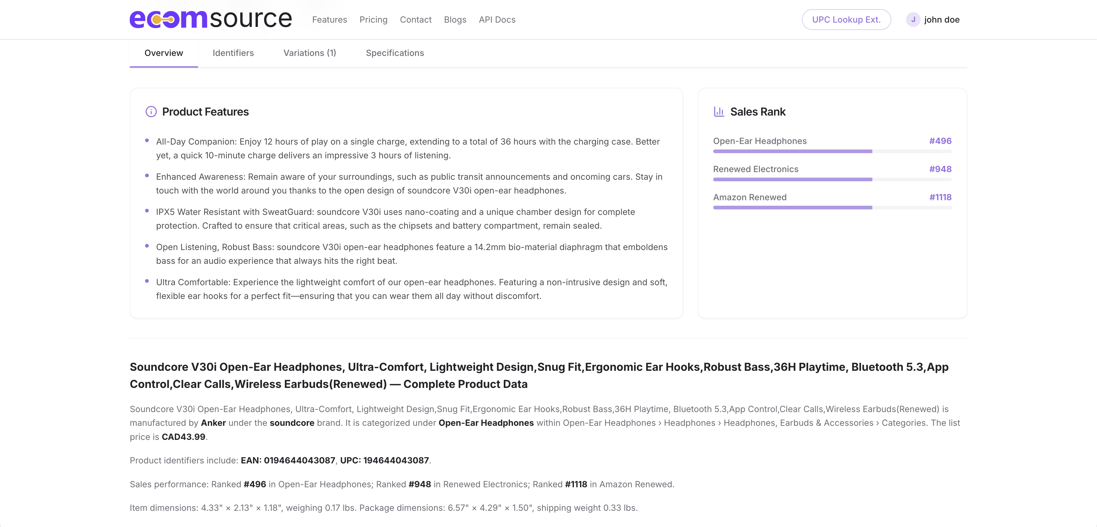 Product identifiers preview